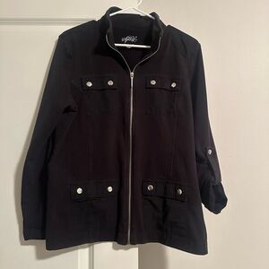 Women’s super cute cotton moto jacket size large - sleeves can be rolled or down